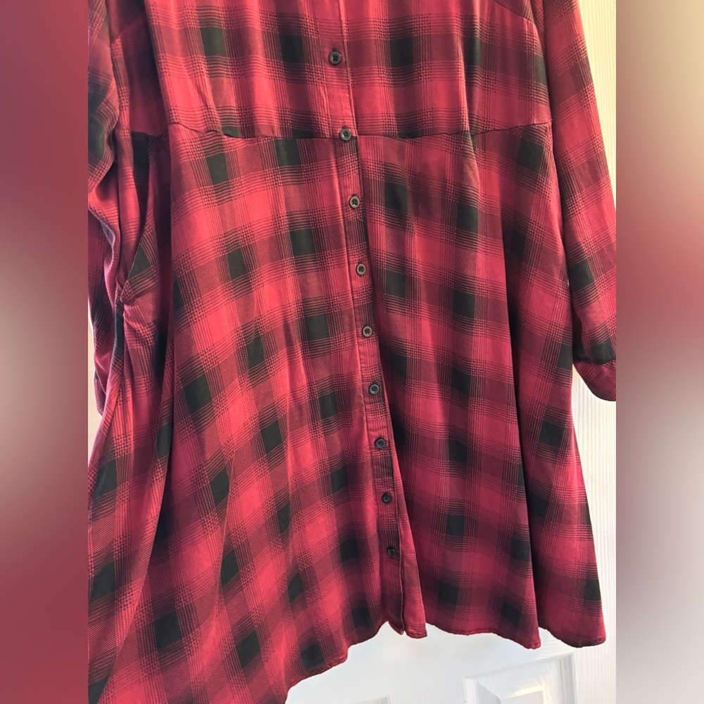 Torrid Plaid Long  Sleeve Shirt Dress 1X - Picture 4 of 5